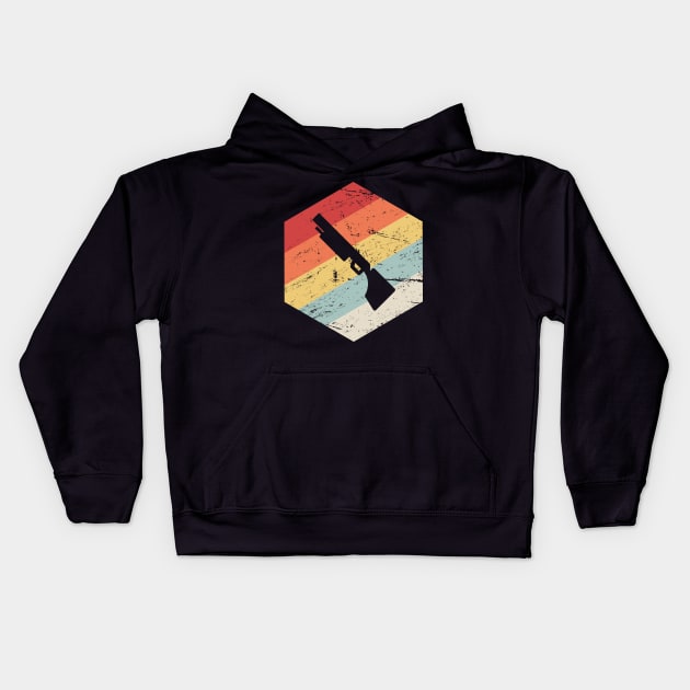 Retro 70s Shotgun Icon | Skeet Shooting Kids Hoodie by MeatMan